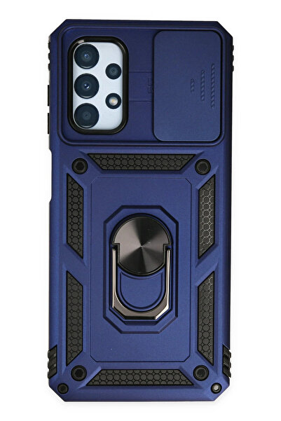 NewFace حافظة سامسونج جالاكسي A23 4G من السيليكون مع حلقة عدسة بارس - أزرق دا...