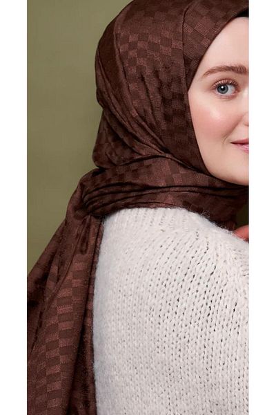 Modakaşmir Jacquard Shawl Light Brown Color