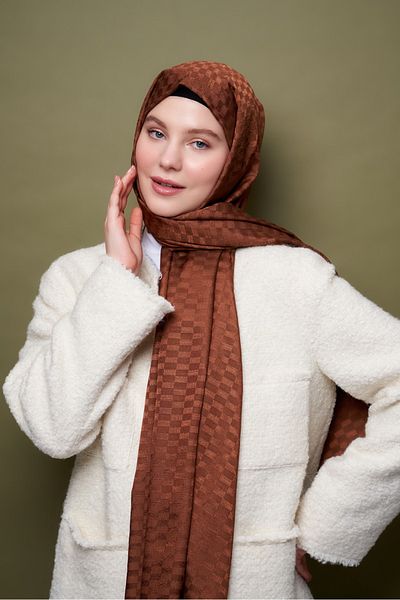 Modakaşmir Jacquard Shawl Brown Color