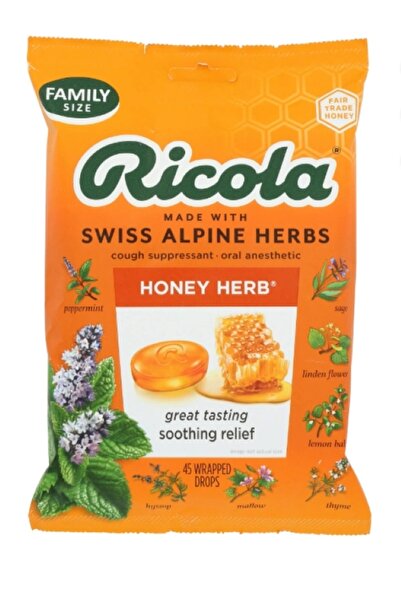 Ricola Famıly Size Made Swıss Alpıne Herbs Honey Herb Great Tasting Soothing Relief 45 Wrapped Drops