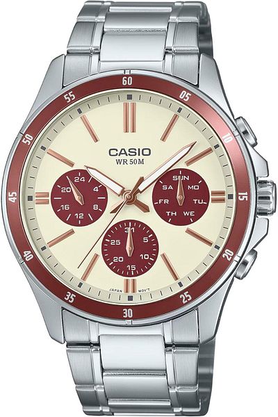 Casio Men's Analog Cream Dial Watch, Enticer MTP-1374D-5A2VDF