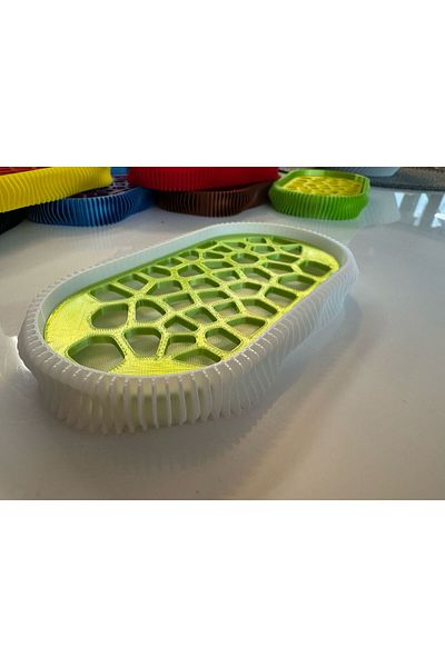 OEM 3D soap dish, Wave model, White / Lime