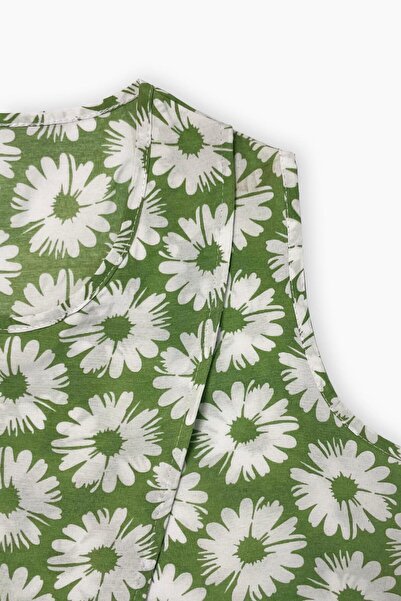 OEM Women's Summer Set, Sleeveless Top and Long Pants, Daisy, Green, S