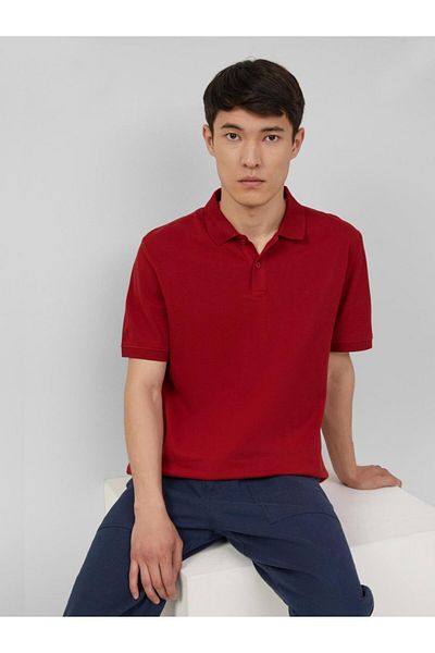 s.Oliver Men's polo shirt, Regular fit cotton, Dark red, 2XL