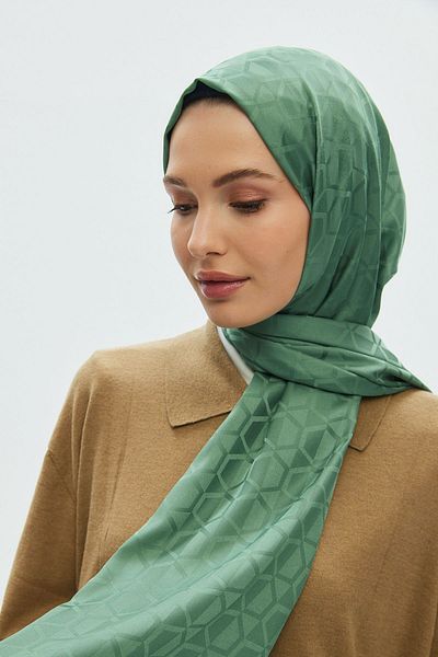 AMİNENESİL Πράσινο μοτίβο θόλου αμινονέσιλο Sara Jacquard Shawl Mold