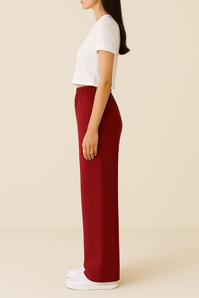 FV Aerobin Fabric High Waist Lace up Elastic Comfortable Loose Wide Leg Summer Trousers