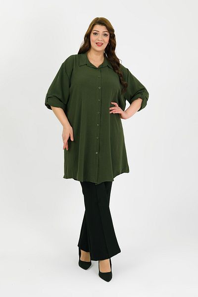 By Alba Collection Women's Khaki Ayrobi̇n Large Size Tunic