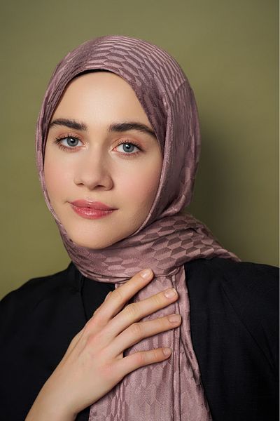 Modakaşmir Silky Jacquard Shawl Powder Coffee