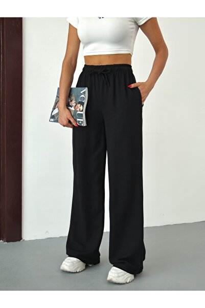 alanora Pantaloni de in pentru femei cu talie înaltă - picior lat și talie el...