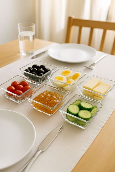 TrendDeco 6-Piece Glass Pyramid Model Breakfast Bowl - Snack Bowl Set