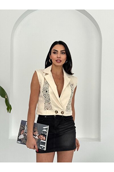 LOKADI Γυναικείο αμάνικο γιλέκο με δαντέλα