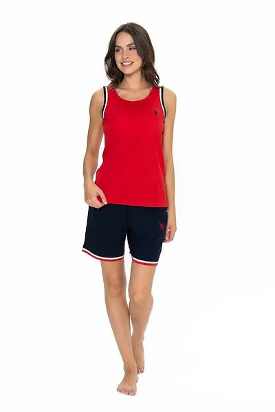 U.S. Polo Assn. U.S. Polo Assn. 20005 Women's Red Thick Strap Round Neck Shorts Set