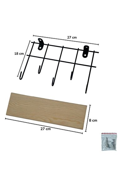 Jusso Decorative Hanger 5-Piece Hanger Organizer Keychain Wooden Shelf Black Key Hanger Entrance