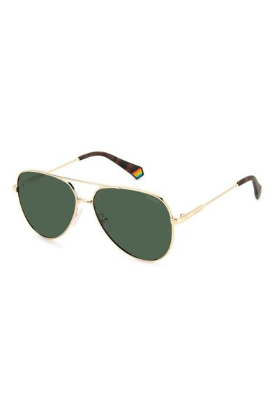 Polaroid , Unisex Polarized Aviator Sunglasses, Gold, PLD 6187/S/J5G60mm