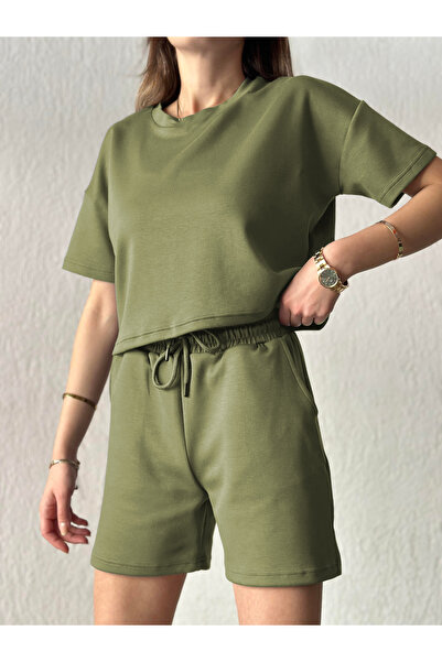 YAKAMEL Women's Modal Combed Cotton High Waist Shorts Set