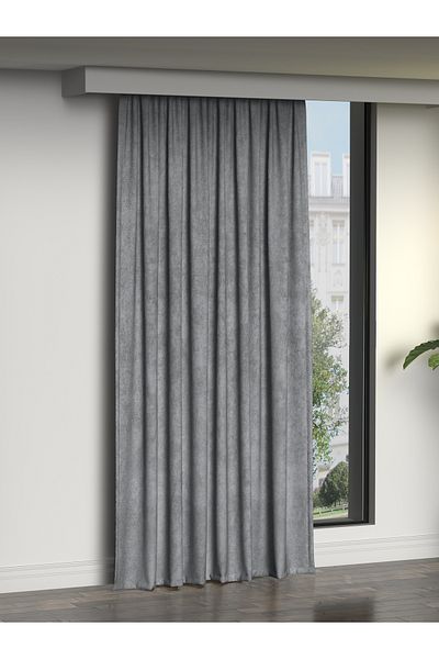 FAVOLLİ Catifea Texturat Gri Argintiu Dream Series Cortina Extra pentru Cordon