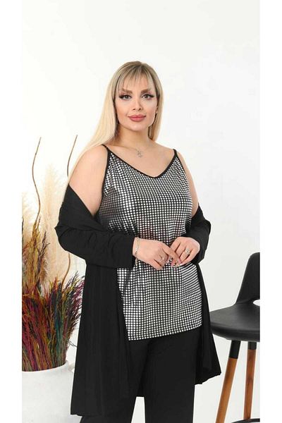 ViolettaXL Kadik Large Size Back Black, Front Foil Printed Strap Viscos Bluz