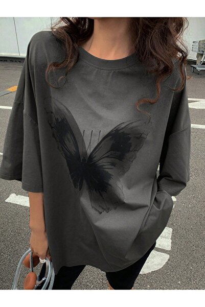 jansogroup - تيشيرت نسائي بأكمام قصيرة مطبوع مقاس كبير 07 سموكد