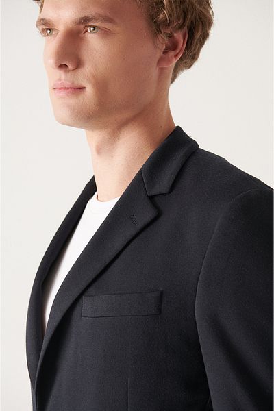 Avva Marineblaue, flexible, ungefütterte Strickjacke für Herren E 004001