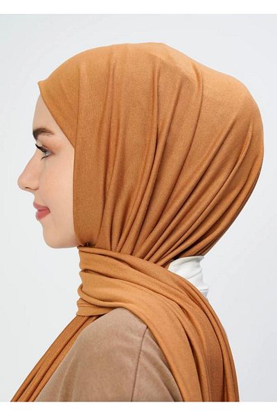 Modakaşmir Şal din bumbac pieptănat de culoare caramel