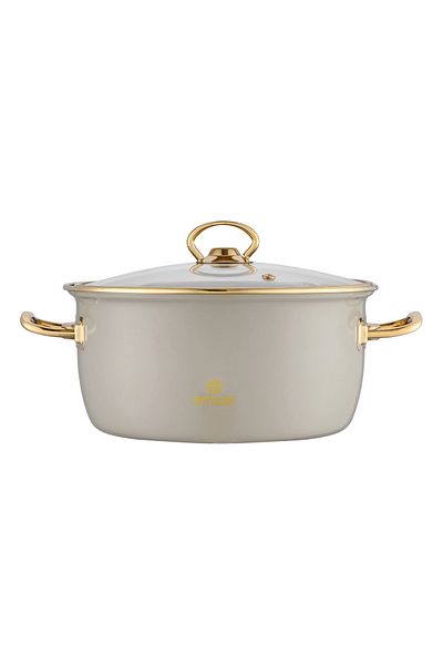Emsan Retro Enamel Frying Pot Beige