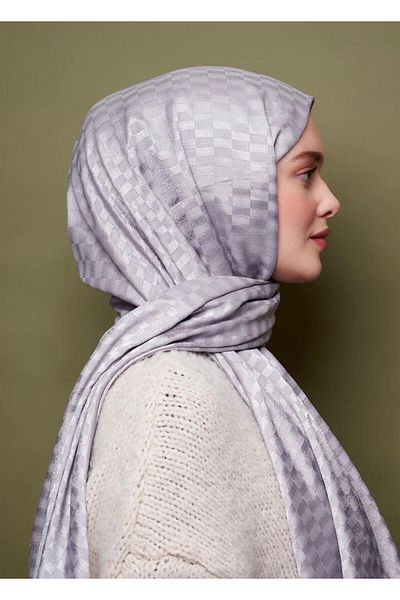 Modakaşmir Şal Jacquard Culoare Argintie