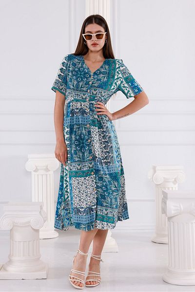 Pulli Collection Καλοκαιρινό φόρεμα βισκόζης με σχέδιο