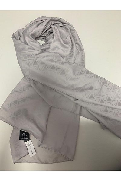 Modakaşmir Şal cu model triunghi jacquard mătăsos gri deschis