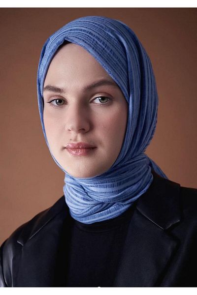 Modakaşmir Şal din bumbac Aminenesil Misto Culoare albastră