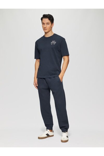 s.Oliver Men's Detroit mid-rise cotton sweatpants, Regular fit, Dark Navy, L