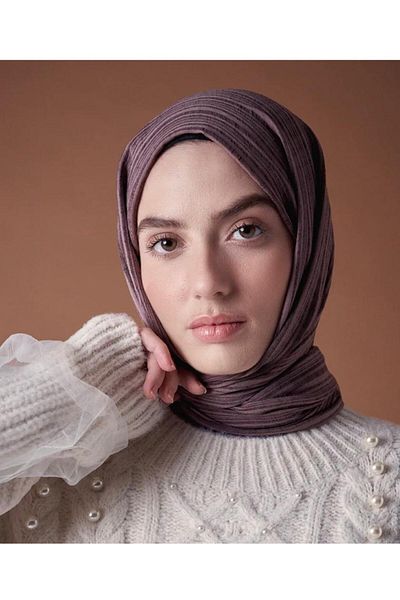 Modakaşmir شال قطن ميستو لون بني مغبر
