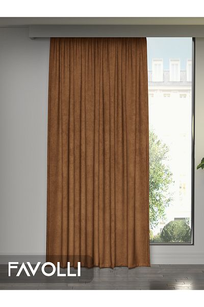 FAVOLLİ Cashew Color Island Background Curtain - Extrafor Gathered Dream Series