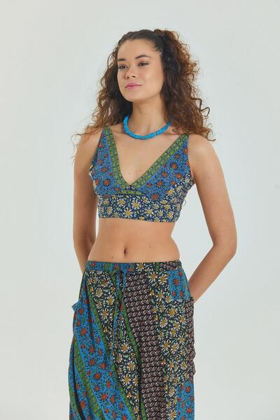 Los banditos Lace up Backless Adjustable Crop Blouse