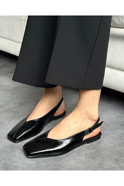 Zuum Heras Blunt Toe Women's Ballerinas - Black Rustic