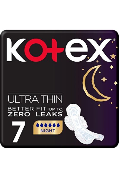 Kotex Ultra Thin Pads, Overnight Protection Sanitary Pads with Wings, 7 Sanit...