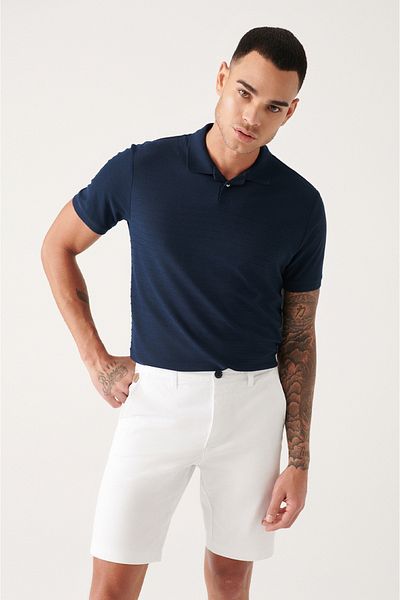 Avva Marineblaues Herren-T-Shirt mit Polokragen aus 100 % Baumwolle A31y1128