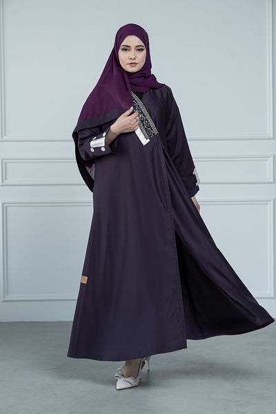 LAVİNİA Lavinia women's abaya with embroidered ceramic fabric chest cuffs