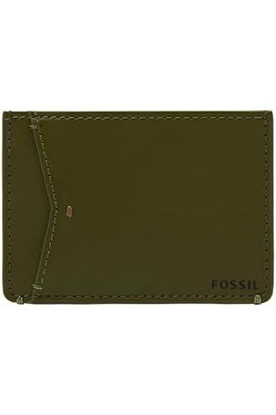 Fossil Men's Joshua Vegan Cactus Slim Minimalist Card Case Front Pocket Wallet, Green Moss