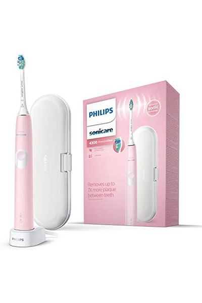 Philips Sonicare ProtectiveClean 4300 Electric Toothbrush with Travel Case - Pastel Pink (UK 2-pin B