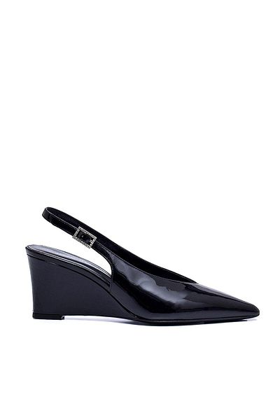 Sofia Baldi Pean Black Patent Leather Women's Wedge Heel