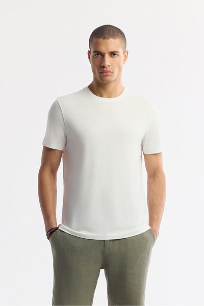 Avva Férfi fehér Soft Touch Crew Neck Basic Modal póló B 001171