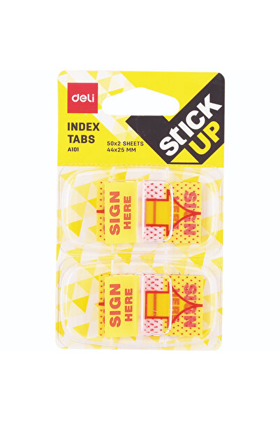 Deli Indexator autoadeziv din plastic 25*44mm „Semnează aici” 2*50 coli Deli