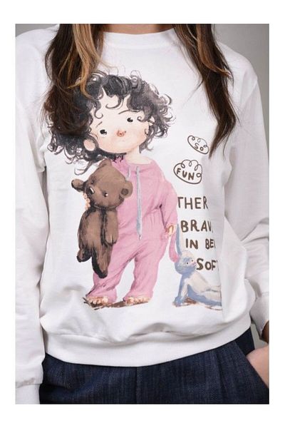 Cocco Rossa GIRL'S SPORTS SWEATSHIRT WITH TEDDY BEAR UTOPIA White M-L
