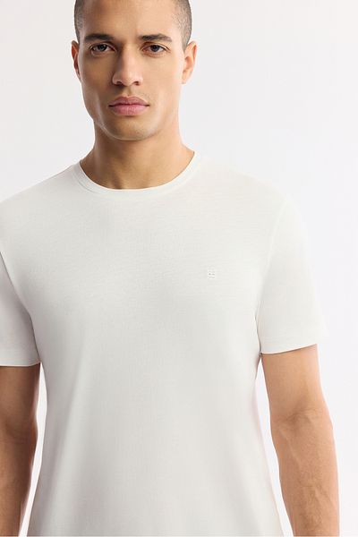 Avva Férfi fehér Soft Touch Crew Neck Basic Modal póló B 001171