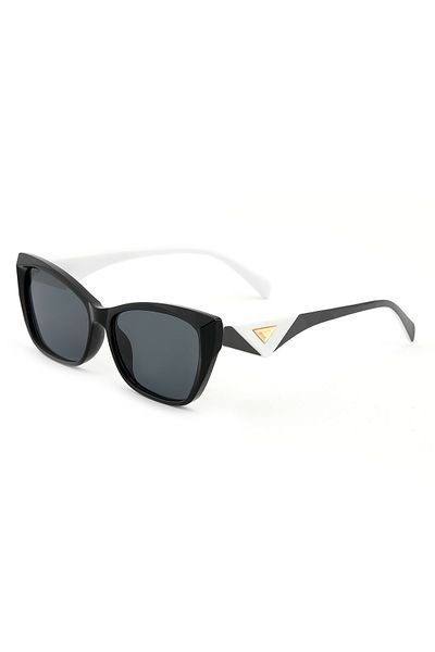 Angel Eyes Rectangle Design Black Bone Frame Black Glass Women Sunglasses Ce Certificated Uv400 Protected