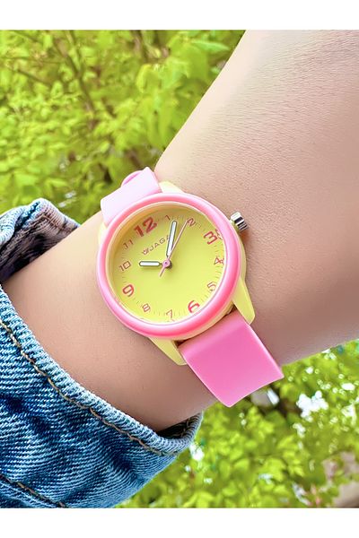 Ferrucci Jaga Yellow Dial Silicone Wristwatch with Pink Cord