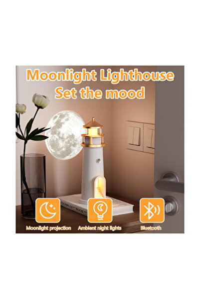 MACON جهاز عرض بمصباح قمري مع جهاز تحكم عن بعد ومكبر صوت بلوتوث ومؤقت لغرفة ا...