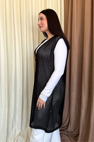 ModaPlaza Women's B.Size Lace Long Vest 260