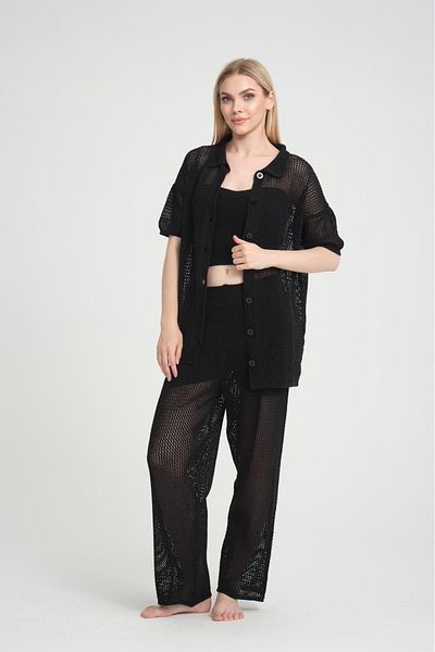 Su Moda Cardigan cu mânecă scurtă ajurata pentru femei