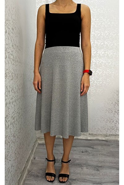520CK Gray Glitter Midi Women's Skirt